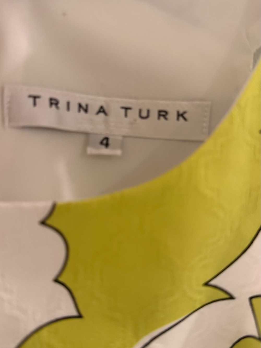 Trina Turk Lime Green Black White Abstract Print Sleeveless Shift Dress Size 4 - Picture 5 of 6